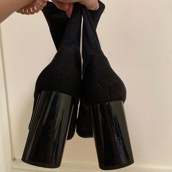 Zara Stretch Fabric Heeled Ankle Boots Size 9 - Picture 4 of 6